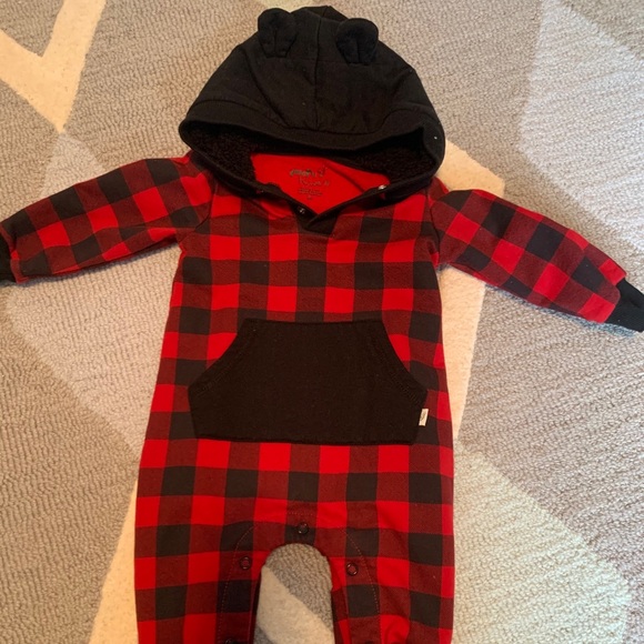 Plaid playsuit with hood - Picture 2 of 5